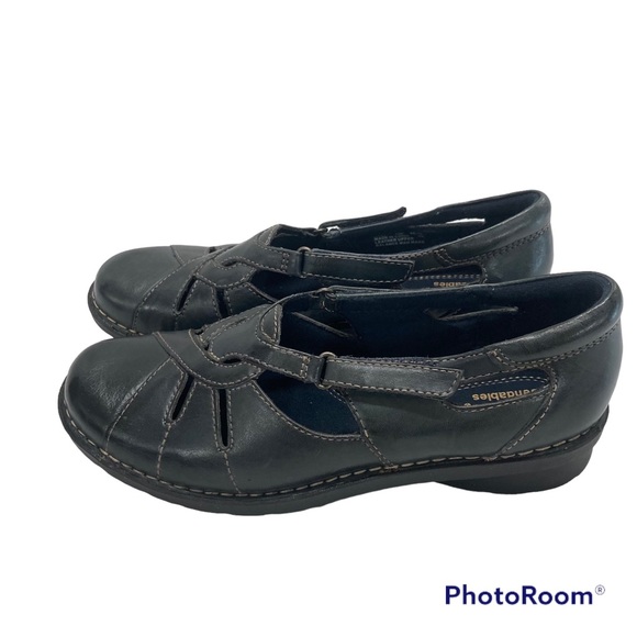 Chaussures Clarks Bendables Mary Janes Cuir Marron, Taille US 9, Ajustables